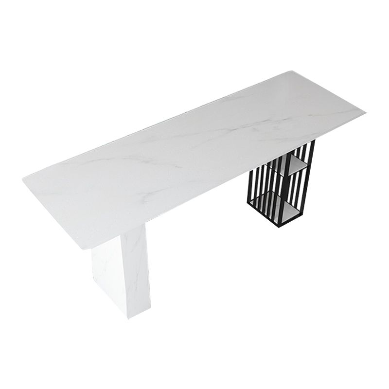 Stone Bar Dining Table Modern Rectangle Bar Table with Double Pedestal for Kitchen Clearhalo 'Bar Furniture' 'Bar Tables' 'bar_tables' 'furn' 'furn_bar_tables' 'Furniture' 'furniture_bar_tables' 'Kitchen & Dining Furniture' 1200x1200_71e589d3-5df9-4e2f-9bf4-d1a4c9bb6fde