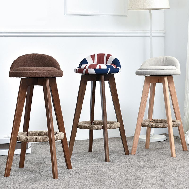 Modern Solid Wood Bar Stool Footrest Low Back Bucket Counter Stool with Cushion, 1 Piece Clearhalo 'Bar Furniture' 'Bar Stools' 'bar_stools' 'furn' 'furn_bar_stools' 'furniture_bar_stools' 'Kitchen & Dining Furniture' 'kitchen&dining_furn' 'kitchen' 'kitchen_furn' Furniture' 1200x1200_71e7389b-777b-4025-ba95-51e5baeddf9c