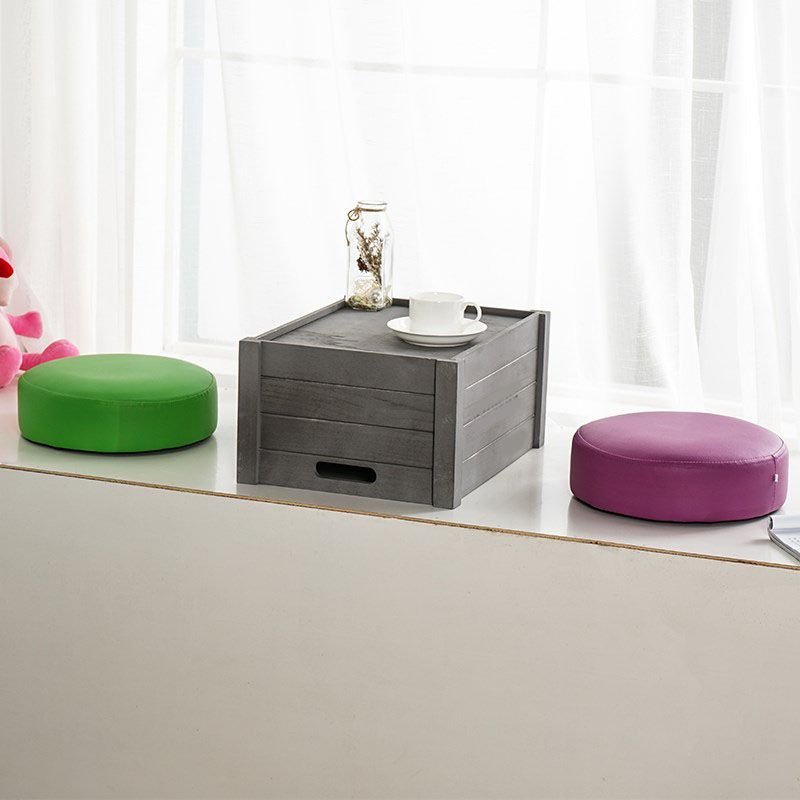 Modern Pouf Ottoman Faux Leather Upholstered Solid Color Round Ottoman with Wheels Clearhalo 'furn' 'furn_ottomans_poufs' 'Furniture' 'Living Room Furniture' 'Ottomans & Poufs' 'ottomans_poufs' 1200x1200_71e88687-5381-44ed-b396-52ca9d9b07a0