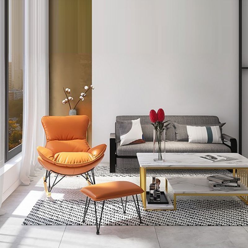 Modern Upholstered Rocker Chair Metal Frame Spindle Rocker Chair with Ottoman Clearhalo 'Chairs & Seating' 'furn' 'furn_rocking_chairs' 'Furniture' 'Living Room Furniture' 'Rocking Chairs' 'rocking_chairs' 1200x1200_71e8971d-533e-4249-bcfb-d1f5a62ec221