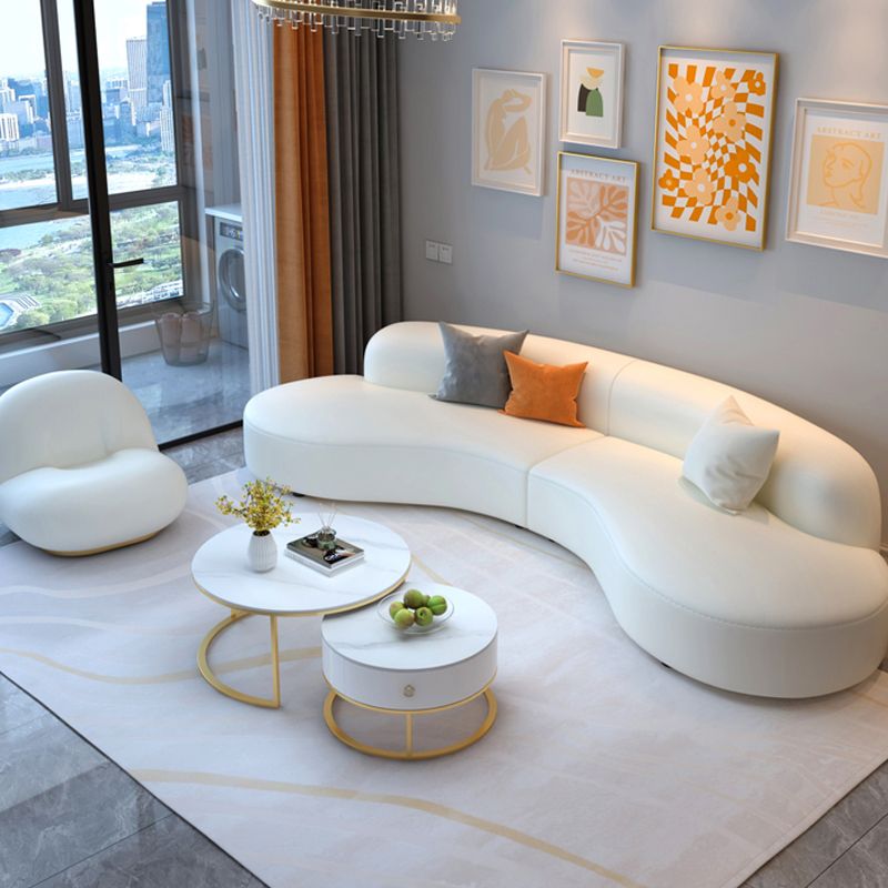 Curved Armless Sectional Sofa Faux Leather Stain-resistant Sectional Clearhalo 'furn' 'furn_sectionals' 'Furniture' 'Living Room Furniture' 'Sectionals' 1200x1200_71eaa575-3a1b-42e5-a1e3-ccf8e4e030c6