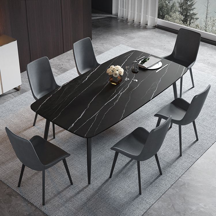 Sintered Stone Dining Table 4 Legs Black Carbon Steel Base Rectangle Table for Home Clearhalo ' dining_table' 'Dining Tables & Seating' 'Dining Tables' 'furn' 'furn_dining_table' 'Furniture' 'furniture_dining_table' 'Kitchen & Dining Furniture' 'kitchen&dining_furn' 'kitchen' 'kitchen_dining_table' 1200x1200_71ebcd14-a366-4533-895b-be486c8d625f