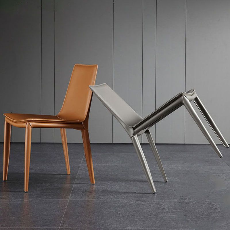 Modern Leather Dining Armless Chair Metal Dining Chairs for Home Use Clearhalo ' kitchen&dining_furn' 'Dining Chairs' 'Dining Tables & Seating' 'dining_chair' 'furn' 'furn_dining_chair' 'Furniture' 'furniture_dining_chair' 'Kitchen & Dining Furniture' 'kitchen' 1200x1200_71ec0dd5-ff18-4271-a9f1-ca2f15667a33