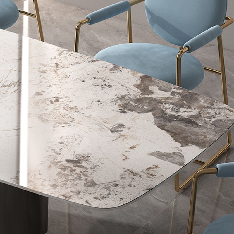 Industrial Double Pedestal Dining Table Rectangle Stone Top Dining Room Table Clearhalo 'Dining Tables & Seating' 'Dining Tables' 'dining_table' 'furn' 'furn_dining_table' 'Furniture' 'Kitchen & Dining Furniture' 1200x1200_71ed1ed1-6b38-4899-8863-d1f3ee9b0e02