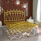Crown Glam Headboard Bed Open-Frame Metal Bed With Footboard