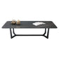 Modern Style Rectangular Slate Table with Metal Trestle Type Base Coffee Table