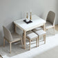 Table à manger évolutive en pierre moderne, pieds en bois pour salle à manger
