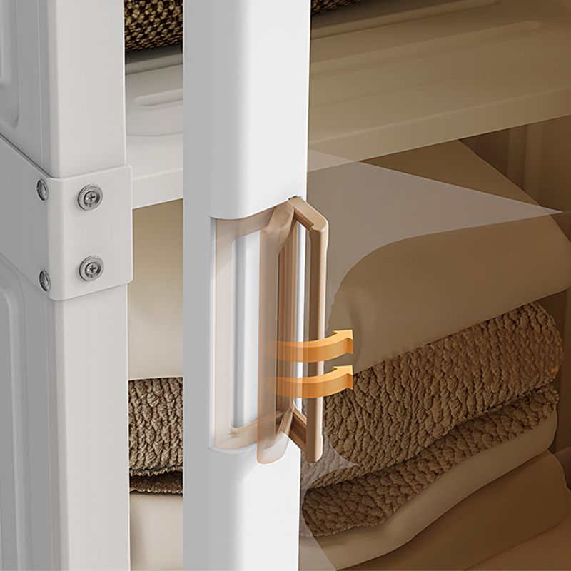 Guardaroba pieghevole di plastica autoportante contemporaneo con ripiani in bianco