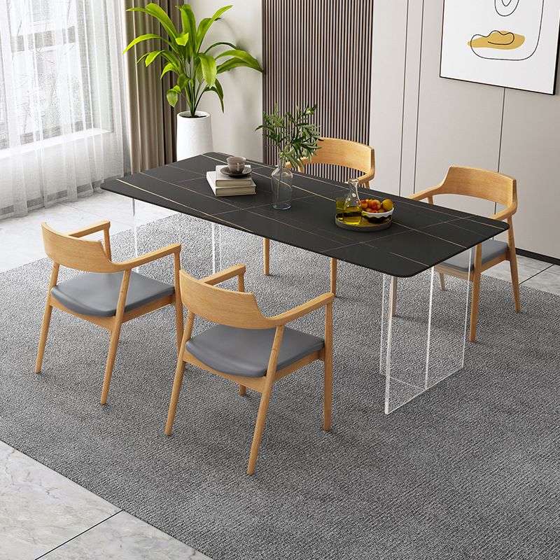 Modern Dining Table Rectangle Stone Top Table with Sled Base Clearhalo ' dining_table' 'Dining Tables & Seating' 'Dining Tables' 'furn' 'furn_dining_table' 'Furniture' 'furniture_dining_table' 'Kitchen & Dining Furniture' 'kitchen&dining_furn' 'kitchen' 'kitchen_dining_table' 1200x1200_71f4d858-669b-4101-a0b2-55d9ff5290b4