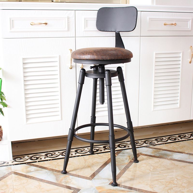Industrial Rotatable Armless Counter Stool Iron Bar Stool with Pedal Clearhalo 'Bar Furniture' 'Bar Stools' 'bar_stools' 'furn' 'furn_bar_stools' 'Furniture' 'Kitchen & Dining Furniture' 1200x1200_71f7411e-4016-4290-86bf-e88daac72c99