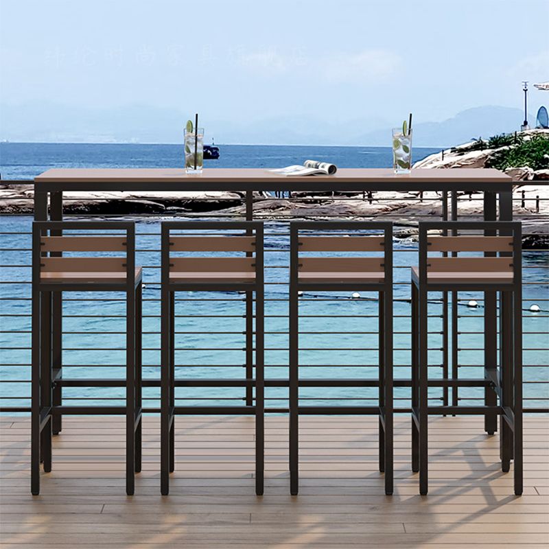 Industrial Rectangle Artificial Wood Bar Table Set 1/5 Pieces Counter Table with Stools