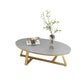 Glam elliptische leistenen salontafel 61 cm H-cocktailtafel met gekruiste poten