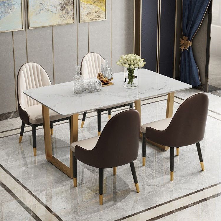 Nordic 1/2/5/7 Pieces Dining Set Rectangle Stone Dining Table for Dining Room Clearhalo 'Dining Room Sets' 'Dining Tables & Seating' 'dining_room_set' 'furn' 'furn_dining_room_set' 'Furniture' 'Kitchen & Dining Furniture' 1200x1200_71f847d2-977b-44e7-bd54-5f7ba4ec79f8