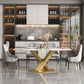 Glam Rectangle Dining Table Sintered Stone Table with Metal Leg for Home Clearhalo 'Dining Tables & Seating' 'Dining Tables' 'dining_table' 'furn' 'furn_dining_table' 'Furniture' 'Kitchen & Dining Furniture' 1200x1200_71f8fd78-5f63-446d-bb43-e360fae9ec8f