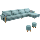 Contemporary Faux Leather and Velvet L-Shape Furniture Sectionals