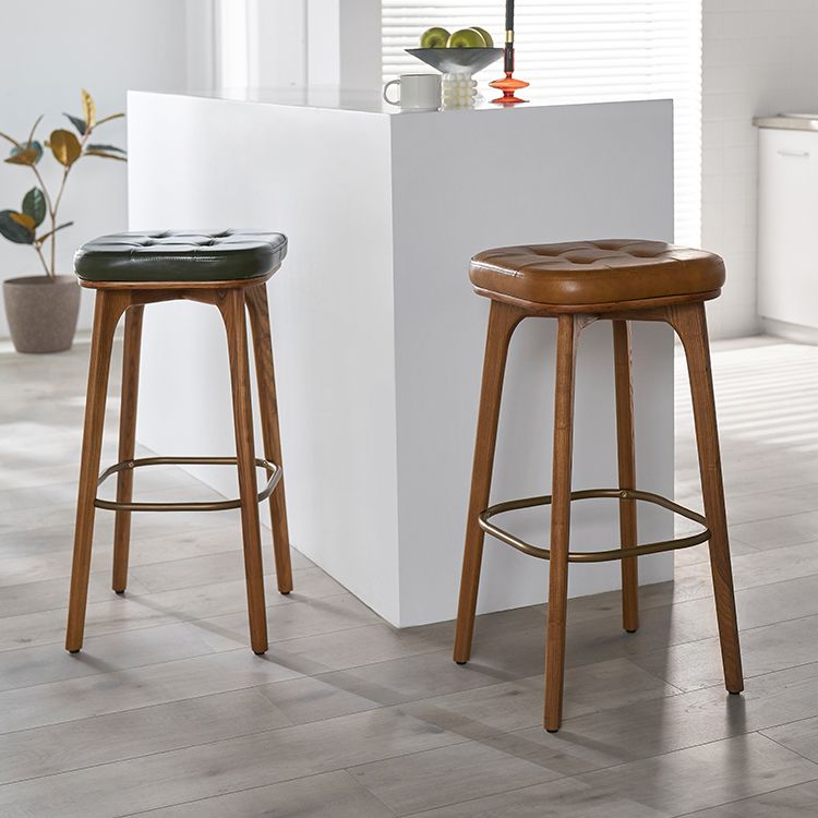Industrial Solid Wood Bar Stools Living Room Upholstered Stool