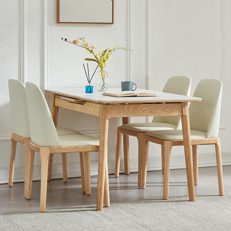Set da pranzo rettangolare allungabile da 1/2/5/6/7 pezzi Set da tavolo in legno con piano in pietra sinterizzata