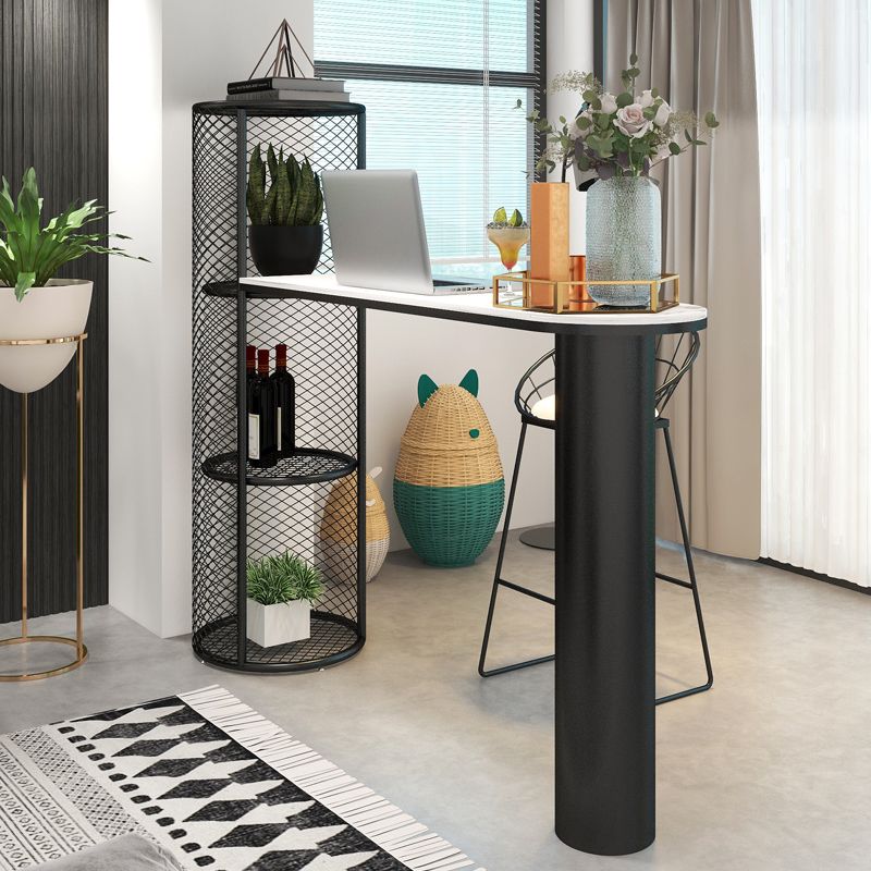 Modern Double Pedestal Sintered Stone Bar Table for Kitchen Dining Room Clearhalo 'Bar Furniture' 'Bar Tables' 'bar_tables' 'furn' 'furn_bar_tables' 'Furniture' 'Kitchen & Dining Furniture' 1200x1200_720335fa-320c-4890-9015-dbdbf77c8f72