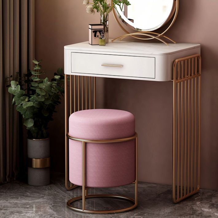 Glam ijdelheid bureau in wit met laden kaptafel met metalen basis