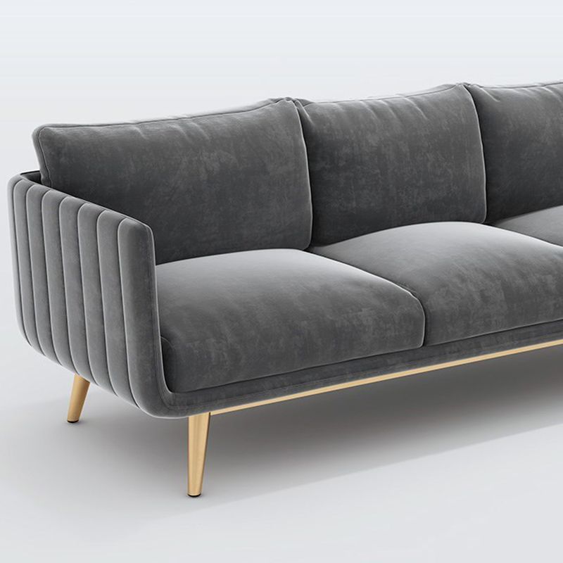 Velvet Nordic Standard Sofa Standard Back Back Square Bras Sapa avec des jambes en laiton