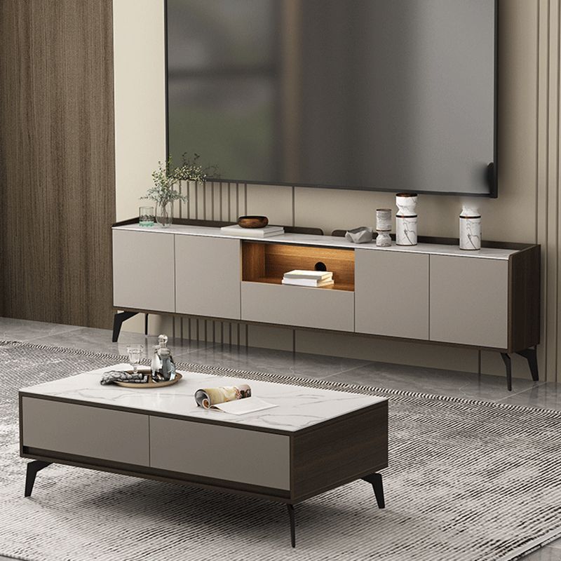 Stone Media Console TV Stand Modern TV Stand Console with Drawer Clearhalo 'furn' 'furn_tv_stands_entertainment_centers' 'Furniture' 'Living Room Furniture' 'TV Stands & Entertainment Centers' 'TV Stands & Media Storage Furniture' 'tv_stands_entertainment_centers' 1200x1200_7205af0a-1ee3-47ca-9faf-9db2a2c2e9ca