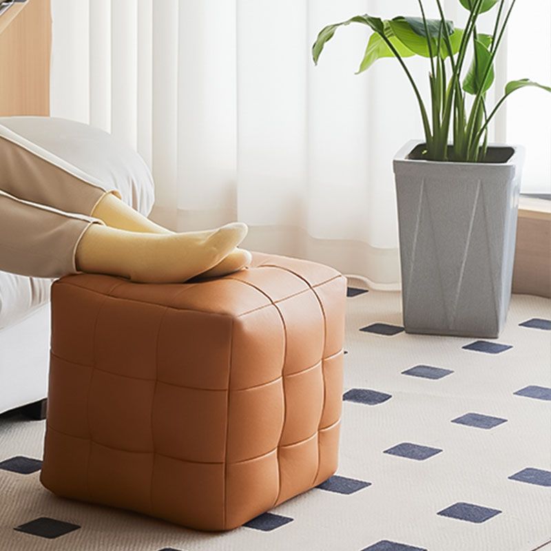 Modern Square Pouf Water Resistant Orange Pouf for Drawing Room Clearhalo 'furn' 'furn_ottomans_poufs' 'Furniture' 'Living Room Furniture' 'Ottomans & Poufs' 'ottomans_poufs' 1200x1200_720630d2-c61d-4096-bc73-1b51f38189f7