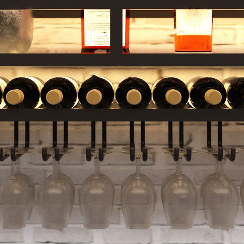 Botella de vino montado en la pared y estante de vino horizontal de hierro de estante de hierro