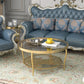 Contemporary Cocktail Table 4 Legs Glass Top Round Single Coffee Table