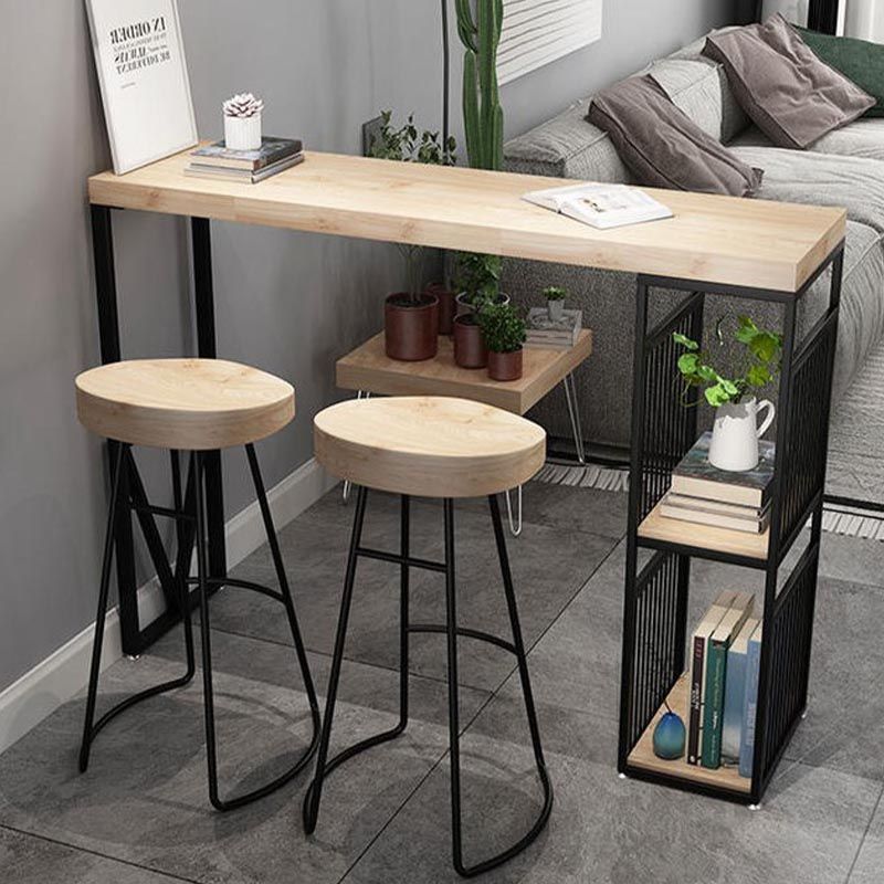 Vaste houten bovenbalktafel industriële balktafel met ijzeren voetstuk