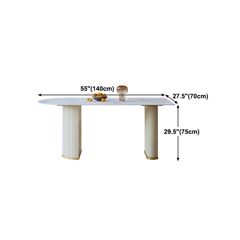 Free Form White Dining Table Sintered Stone Table Luxury with Double Pedestal Clearhalo 'Dining Tables & Seating' 'Dining Tables' 'dining_table' 'furn' 'furn_dining_table' 'Furniture' 'Kitchen & Dining Furniture' 1200x1200_720ab80a-b357-4323-a1f2-0d9cb7e7decc