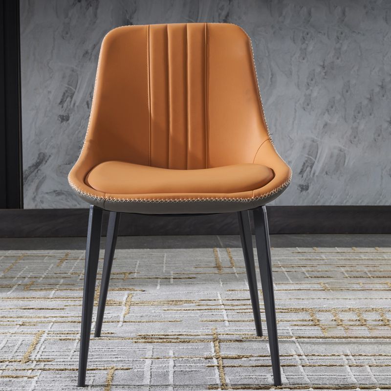 Contemporary Metal Armless Chair Leather Dining Chairs for Restaurant Use (Set of 2) Clearhalo ' kitchen&dining_furn' 'Dining Chairs' 'Dining Tables & Seating' 'dining_chair' 'furn' 'furn_dining_chair' 'Furniture' 'furniture_dining_chair' 'Kitchen & Dining Furniture' 'kitchen' 1200x1200_720b7030-51f2-4c92-a884-4a82d74cd5aa