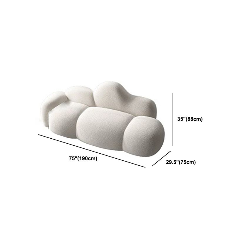 Divano posteriore curvo in lana bianca moderna moderna da 34,65 "H -braccio quadrato