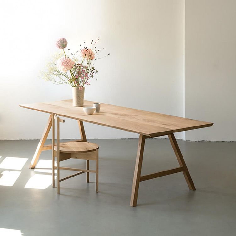 Contemporary Rectangle Dining Table Pine Solid Wood Table with Double Pedestal Clearhalo ' dining_table' 'Dining Tables & Seating' 'Dining Tables' 'Furniture' 'furniture_dining_table' 'Kitchen & Dining Furniture' 'kitchen&dining_furn' 'kitchen' 'kitchen_dining_table' 1200x1200_720d9913-e806-4265-92d2-640fe1813e5e