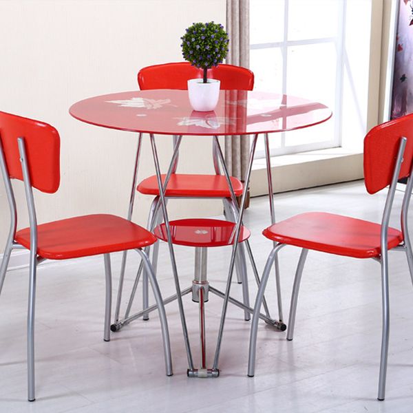 Metal Contemporary Round Dining Table Glass Top Table for Home Clearhalo ' dining_table' 'Dining Tables & Seating' 'Dining Tables' 'furn' 'furn_dining_table' 'Furniture' 'furniture_dining_table' 'Kitchen & Dining Furniture' 'kitchen&dining_furn' 'kitchen' 'kitchen_dining_table' 1200x1200_72113304-dc55-40ab-86af-85d425b924c4