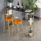 Stone Bar Dining Table Glam Bar Table with Double Pedestal for Living Room