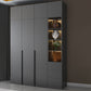 Grey Contemporary Style Wardrobe Armoire Engineered Wood Wardrobe