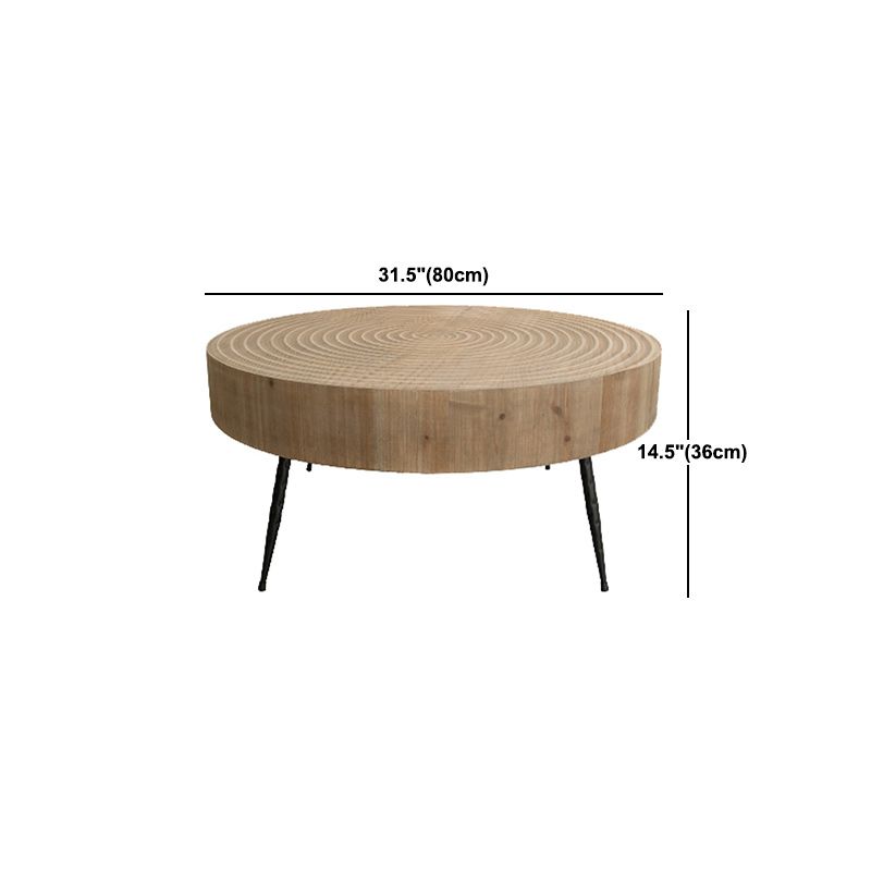 Round Sold Wooden Coffee Table with Black Base and Brone Top Clearhalo 'Coffee & Accent Tables' 'Coffee Tables' 'coffee_tables' 'furn' 'furn_coffee_tables' 'Furniture' 'Living Room Furniture' 1200x1200_72153562-c861-4222-839c-2ba61ae3125c