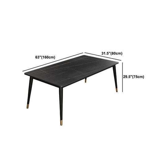 Modern Stone Top Dinette Set 1/2/4/5/7 Pieces Rectangle Dining Table Set in Black Clearhalo 'Dining Room Sets' 'Dining Tables & Seating' 'dining_room_set' 'furn' 'furn_dining_room_set' 'Furniture' 'Kitchen & Dining Furniture' 1200x1200_72162319-07a8-4724-bf88-3914d2215e5a