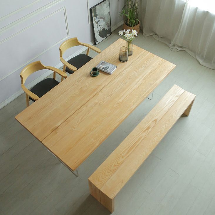Simple Home Wood Dining Table Rectangle Shape Dining Table with Double Plastic Base Clearhalo ' dining_table' 'Dining Tables & Seating' 'Dining Tables' 'furn' 'furn_dining_table' 'Furniture' 'furniture_dining_table' 'Kitchen & Dining Furniture' 'kitchen&dining_furn' 'kitchen' 'kitchen_dining_table' 1200x1200_72191e38-3c0e-4a33-ae15-2b2f1f4140ba