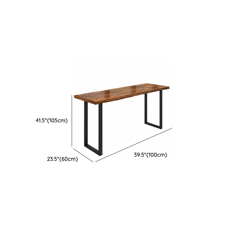 Industrial Bar Table Solid Wood Rectangle Pub Table in Brown