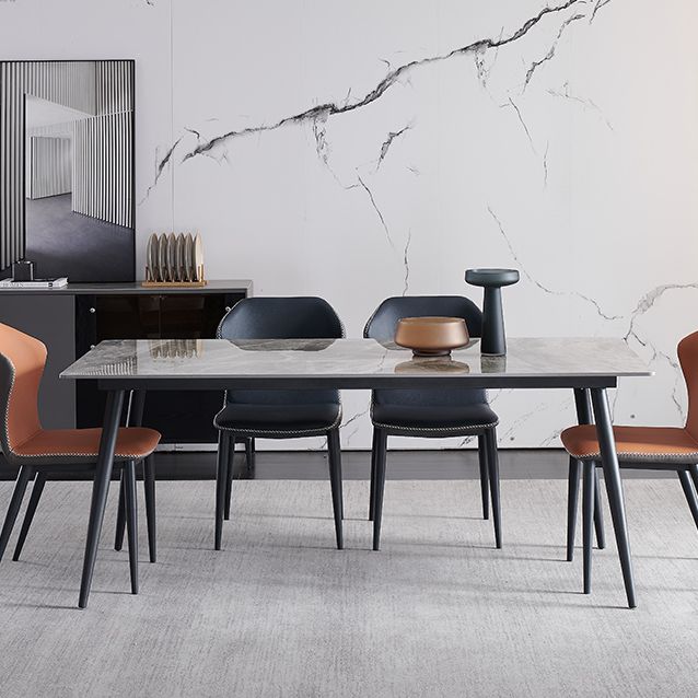 Metal Contemporary Rectangular Dining Table Sintered Stone Table with Metal Legs Clearhalo ' dining_table' 'Dining Tables & Seating' 'Dining Tables' 'furn' 'furn_dining_table' 'Furniture' 'furniture_dining_table' 'Kitchen & Dining Furniture' 'kitchen&dining_furn' 'kitchen' 'kitchen_dining_table' 1200x1200_721a630c-2ace-4539-99cf-fc786bc51159