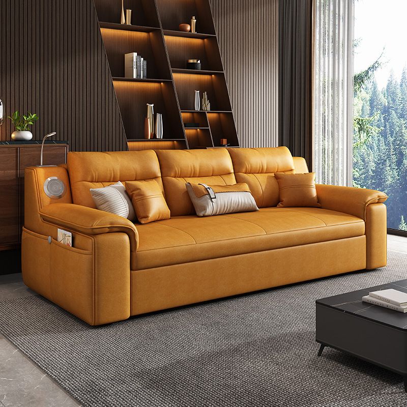 32" Wide Contemporary Futon Sofa Bed Orange Pillow Back Sleeper Sofa Clearhalo 'furn' 'furn_futons' 'Furniture' 'Futons & Daybeds' 'Futons' 'Living Room Furniture' 1200x1200_721ceed4-01eb-44ab-9c60-4a0a9f871225
