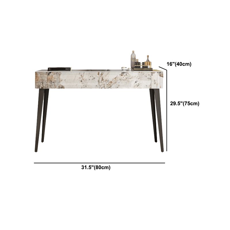 Stone Top -Schminktischhocker schwarze Eitelkeit mit Holzschubladen