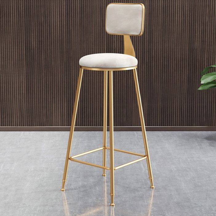 Glam Armless Backrest Counter Stool Steel Cashier Bar Stool with Flannel Cushion and Pedal Clearhalo 'Bar Furniture' 'Bar Stools' 'bar_stools' 'furn' 'furn_bar_stools' 'Furniture' 'furniture_bar_stools' 'Kitchen & Dining Furniture' 1200x1200_721da50f-1296-42d4-b939-d7c4a4880b2c