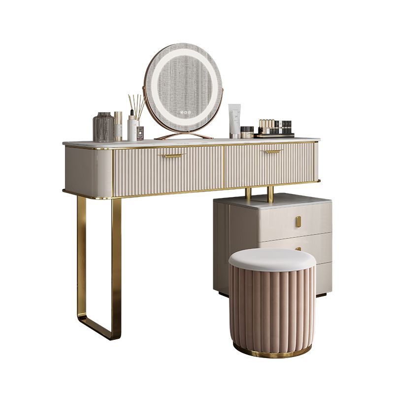 2/5-DRAWER-VALITY Make-up-Tisch-Set Metall-Schminktisch in Beige