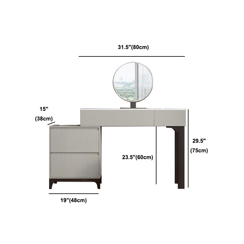 Zeitgenössischer grauer Make -up -Tisch mit Schubladen 14,96 W x 29,52 "H für Schlafzimmer