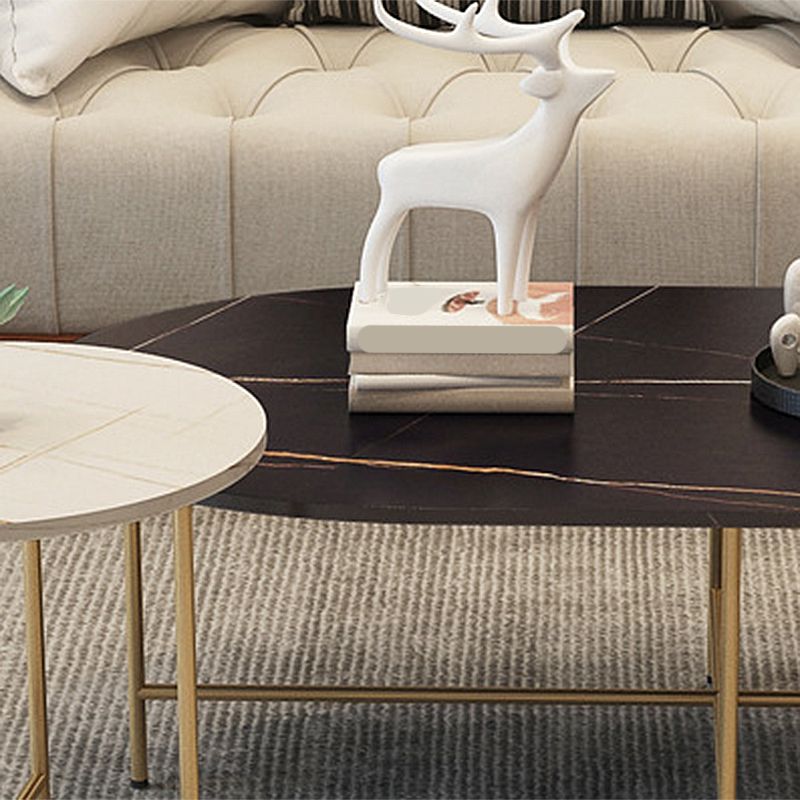 Glam Cocktail Table 4 Legs Slate Round/Oval Coffee Table Set Clearhalo 'Coffee & Accent Tables' 'Coffee Tables' 'coffee_tables' 'furn' 'furn_coffee_tables' 'Furniture' 'Living Room Furniture' 1200x1200_7223c00a-2767-44e6-9fdd-6c3a1d92c659
