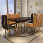 Stone Top Dining Table Traditional Luxury Rectangle Table with 4 Legs