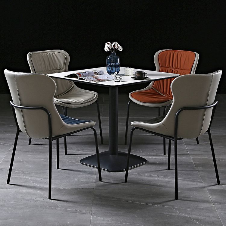 Modern Metal Dining Room Chairs Upholstered Side PU Leather Armless Chairs Clearhalo ' kitchen&dining_furn' 'Dining Chairs' 'Dining Tables & Seating' 'dining_chair' 'furn' 'furn_dining_chair' 'Furniture' 'furniture_dining_chair' 'Kitchen & Dining Furniture' 'kitchen' 1200x1200_72270167-6f58-418a-af05-0b7cdbaa2eb6