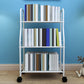 Modern Steel Bookshelf with Wheels Open Bookcase for Living Room